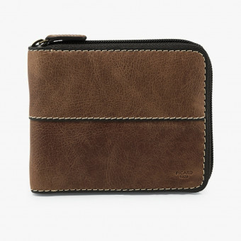 Brown leather unisex wallet L