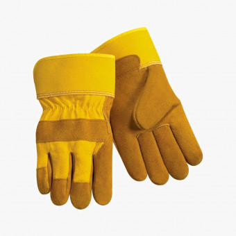 Yellow Synth Leather Male Gloves L