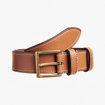 Brown leather unisex belt M