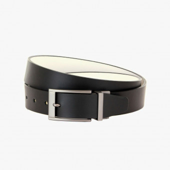 Black synth leather male belt XL