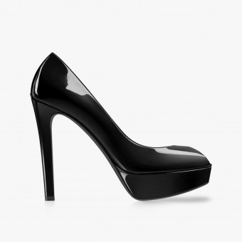 Black polyester heels 9.5