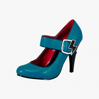 Turquoise polyester heels 8.5