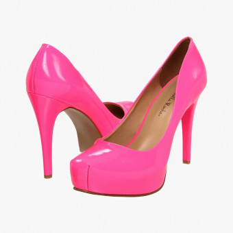 Pink polyester heels 8.5