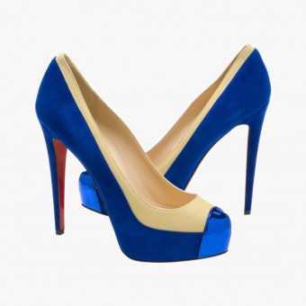 Dark blue leather heels 8